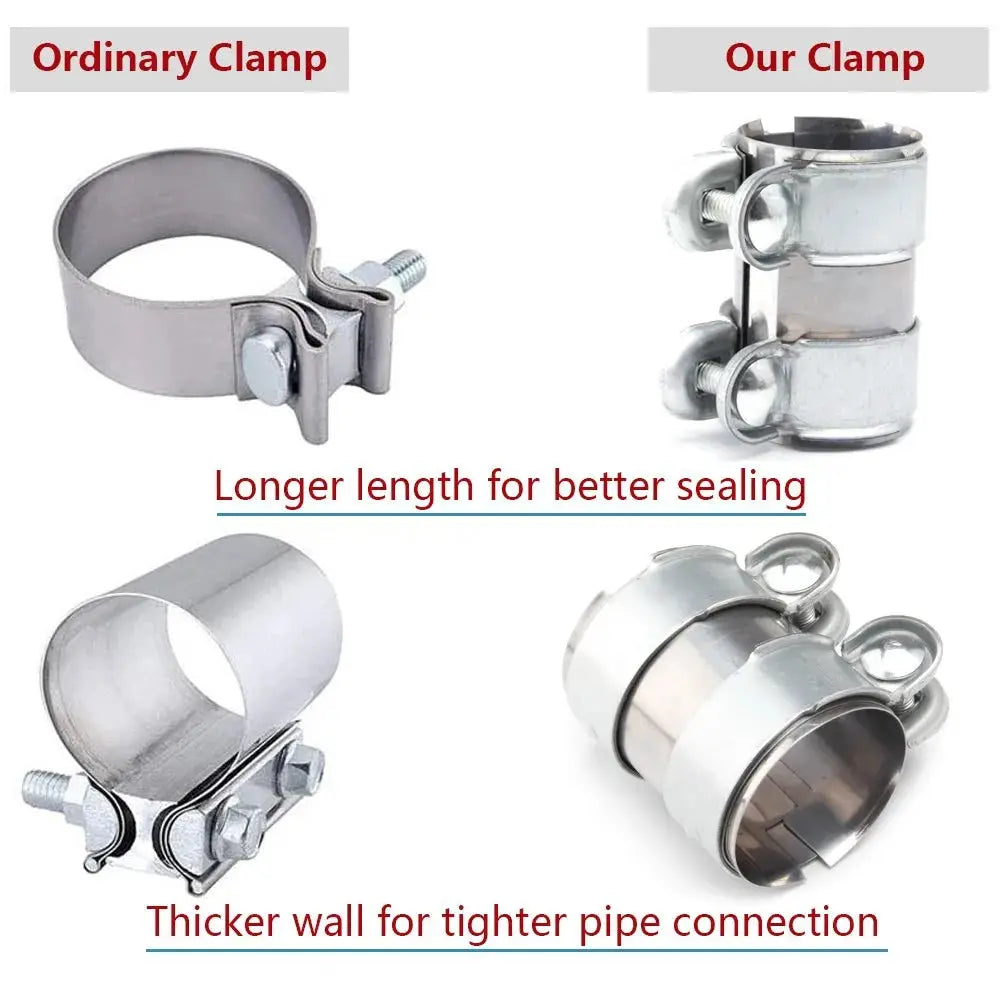 2inch/2.5inch Exhaust Clamp, Lap Joint+Bolts Band Flanges Clamp for Secure Sealing, for Mufflers Downpipes Catback Systems by InterCyprus Trading Ltd