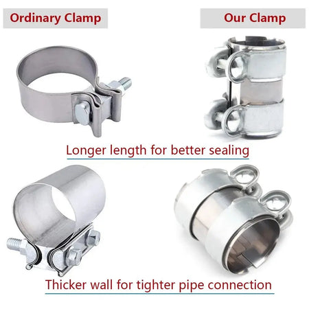 2inch/2.5inch Exhaust Clamp, Lap Joint+Bolts Band Flanges Clamp for Secure Sealing, for Mufflers Downpipes Catback Systems by InterCyprus Trading Ltd