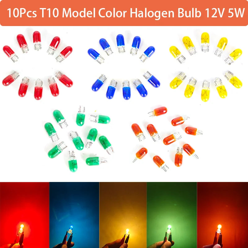 10 Pcs T10 Wedge Bulbs 12V 5W Instrument Dashboard Replacement Lamps