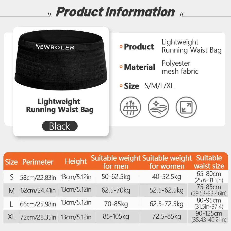Lightweight Invisible Waist Bag For Running, Breathable Elastic Phone Belt, Foldable For Gym by InterCyprus Trading Ltd