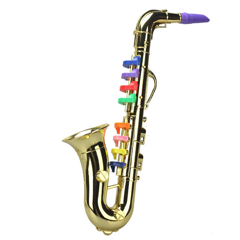 Children's Educational Toy Trumpet, Clarinet &amp; Saxophone Simulation Instruments for Early Learning Saxophone - Gold