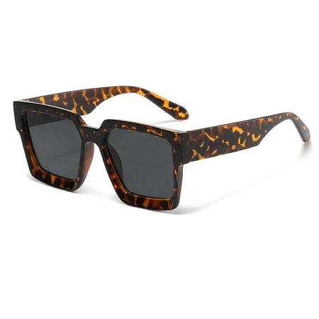 Fahion Vintage Square Sunglasses &ndash; Unisex Retro UV400 Leopard