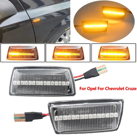 2PCS For Opel Insignia Astra H Zafira B Corsa D For Chevrolet Cruze Led Dynamic Side Marker Turn Signal Light Sequential Blinker by InterCyprus Trading Ltd