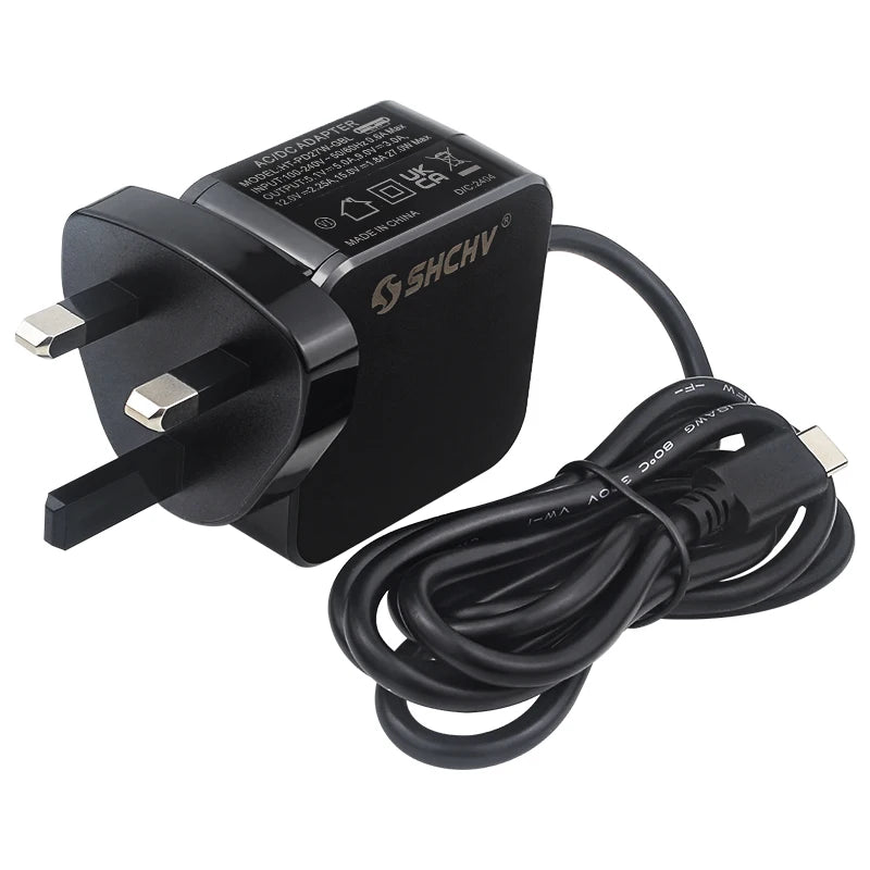 Raspberry Pi 5 Power Supply &ndash; 27W USB Type-C Adapter with Global Plug Compatibility UK