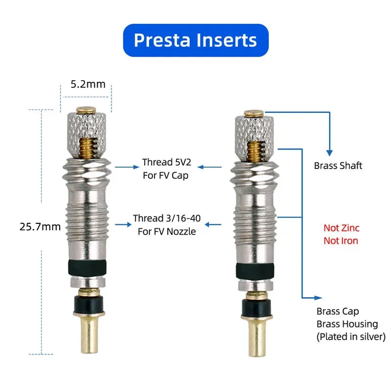 Deemount Bicycle Valve Nozzle Kit &ndash; Durable Copper Alloy Inserts