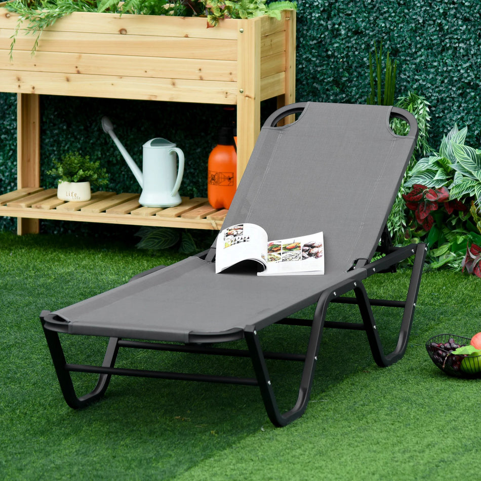 Sun Lounger Aluminum 5 Position Texteline Garden Chair