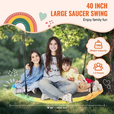 SucceBuy Tree Swing Saucer Round Swing 750lbs &ndash; Sturdy Ropes