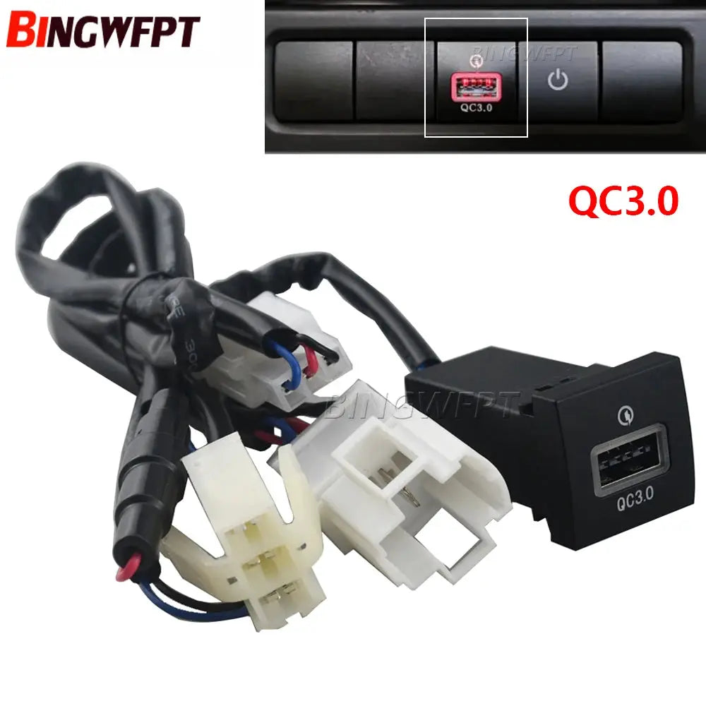 For VW Golf 6 Jetta 5 MK5 Scirocco 2010 2011 2012-2014 Car USB Charger Quick Charge QC3.0 Auto Phone Charging Adapter Button by InterCyprus Trading Ltd