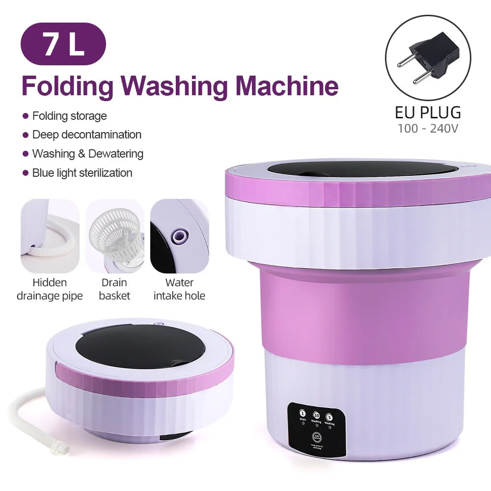 7L Portable Folding Washing Machine &ndash; Compact and Automatic Laundry Solution EU PLUG (220-240V)