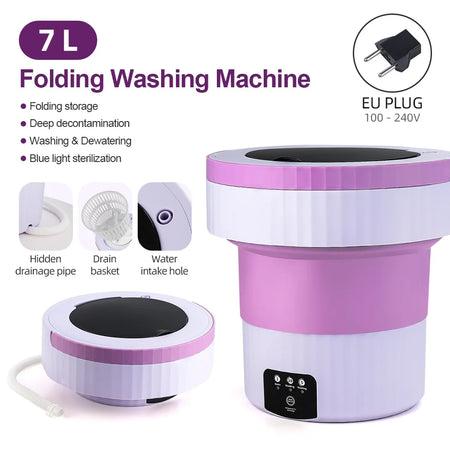 7L Portable Folding Washing Machine &ndash; Compact and Automatic Laundry Solution EU PLUG (220-240V)