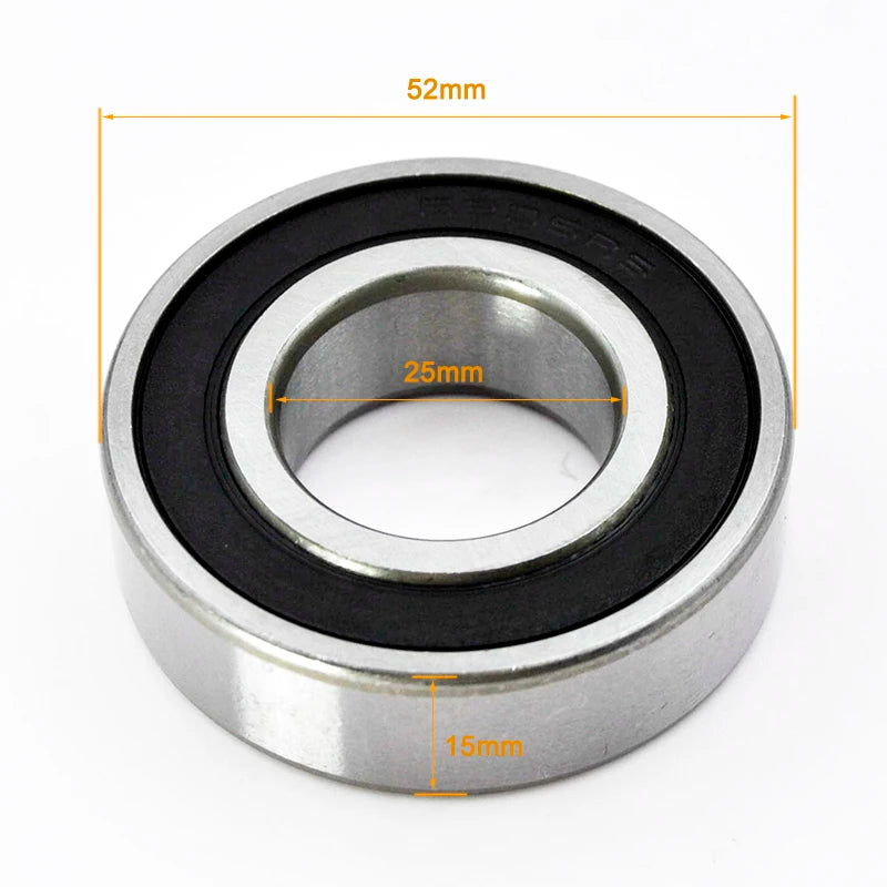 6200 Series Chrome Steel Bearings 2RS &ndash; Grease Lubricated 6205-2RS 25X52X15mm / CHINA / 2Pcs