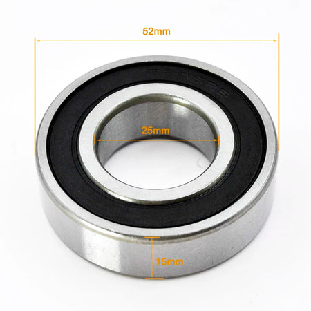 6200 Series Chrome Steel Bearings 2RS &ndash; Grease Lubricated 6205-2RS 25X52X15mm / CHINA / 2Pcs