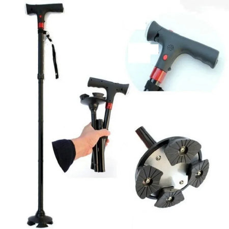 Adjustable Folding Walking Cane &ndash; Lightweight Collapsible Design with LED Light Single armrest / CHINA