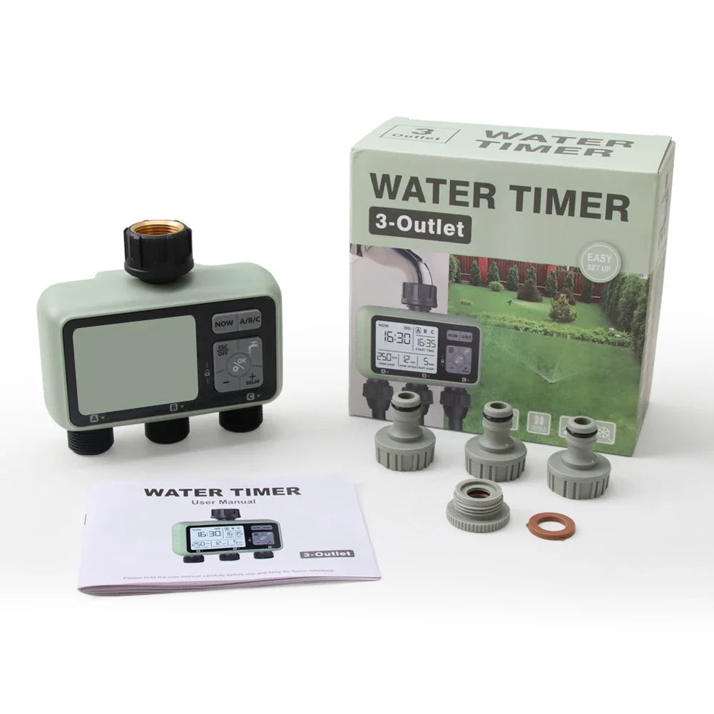 Automatic 4-Outlet Water Timer Controller for Efficient Garden Irrigation 3 outlet un