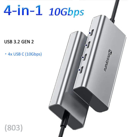 Minisopuru 10Gbps USB C Hub 100W PD For MacBook Pro iMac 4 in1-10Gbps (803)