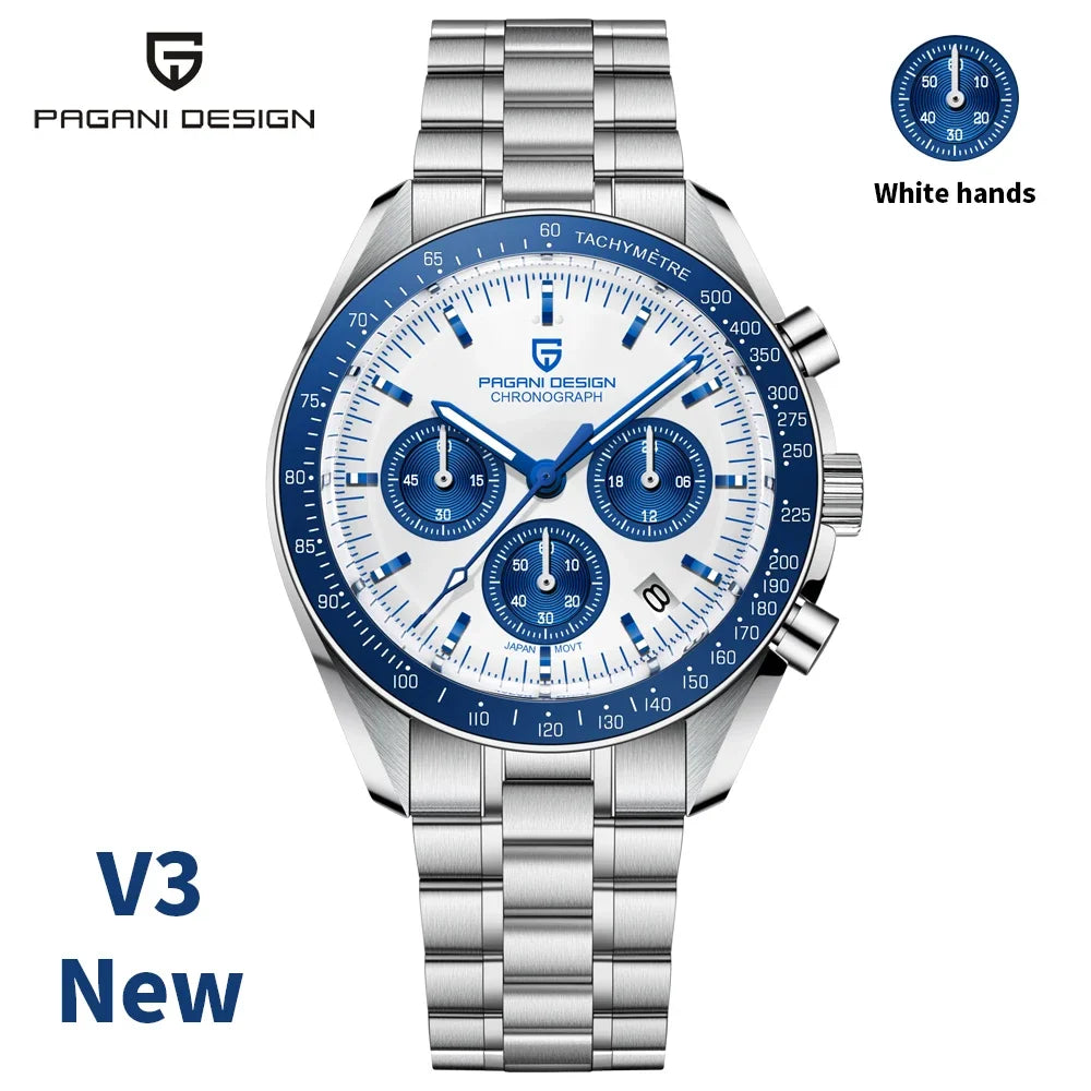 Luxury Men's Quartz Chronograph Watch - PAGANI DESIGN 2025 Blue / CHINA