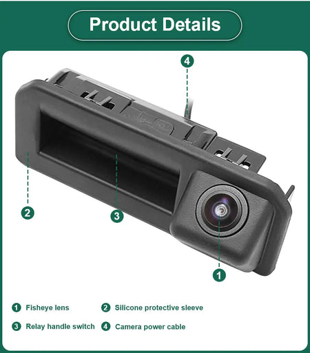 170° AHD 1080P Car Reverse Backup Trunk Handle Trajectory Camera For Audi Q2 Q3 Q5 A5 VW Bora Skoda Kodiaq Kroq Cayenne 2017-22 by InterCyprus Trading Ltd