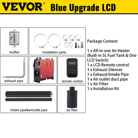 SucceBuy 8KW 12V Car Heater All In One &ndash; Quiet Silencer Blue Upgrade LCD / United States