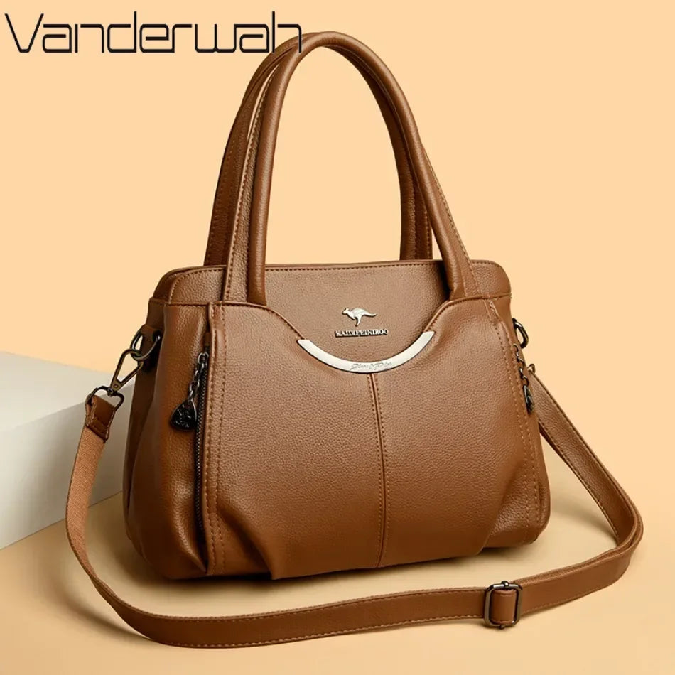 Genuine Leather Handbags for Women, Designer Soft Cowhide Tote, Crossbody Shoulder Bag