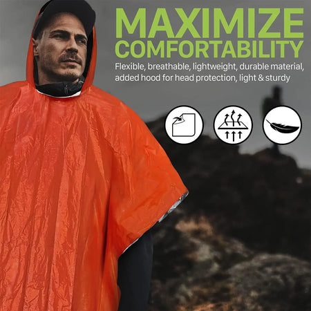 Emergency Rain Poncho &amp; Survival Blanket - Waterproof Gear for Outdoor Adventures