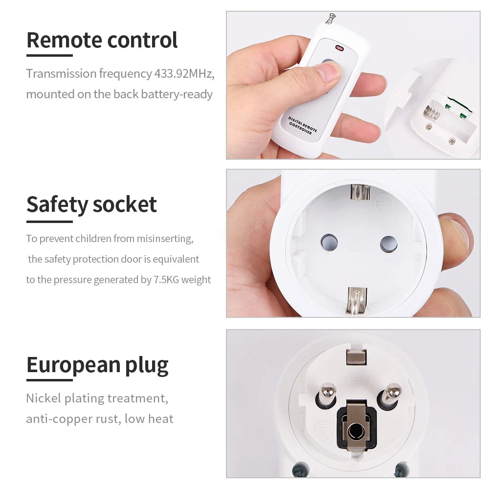 AL09G-RC Remote Control Socket - EU Plug 433MHz Wireless