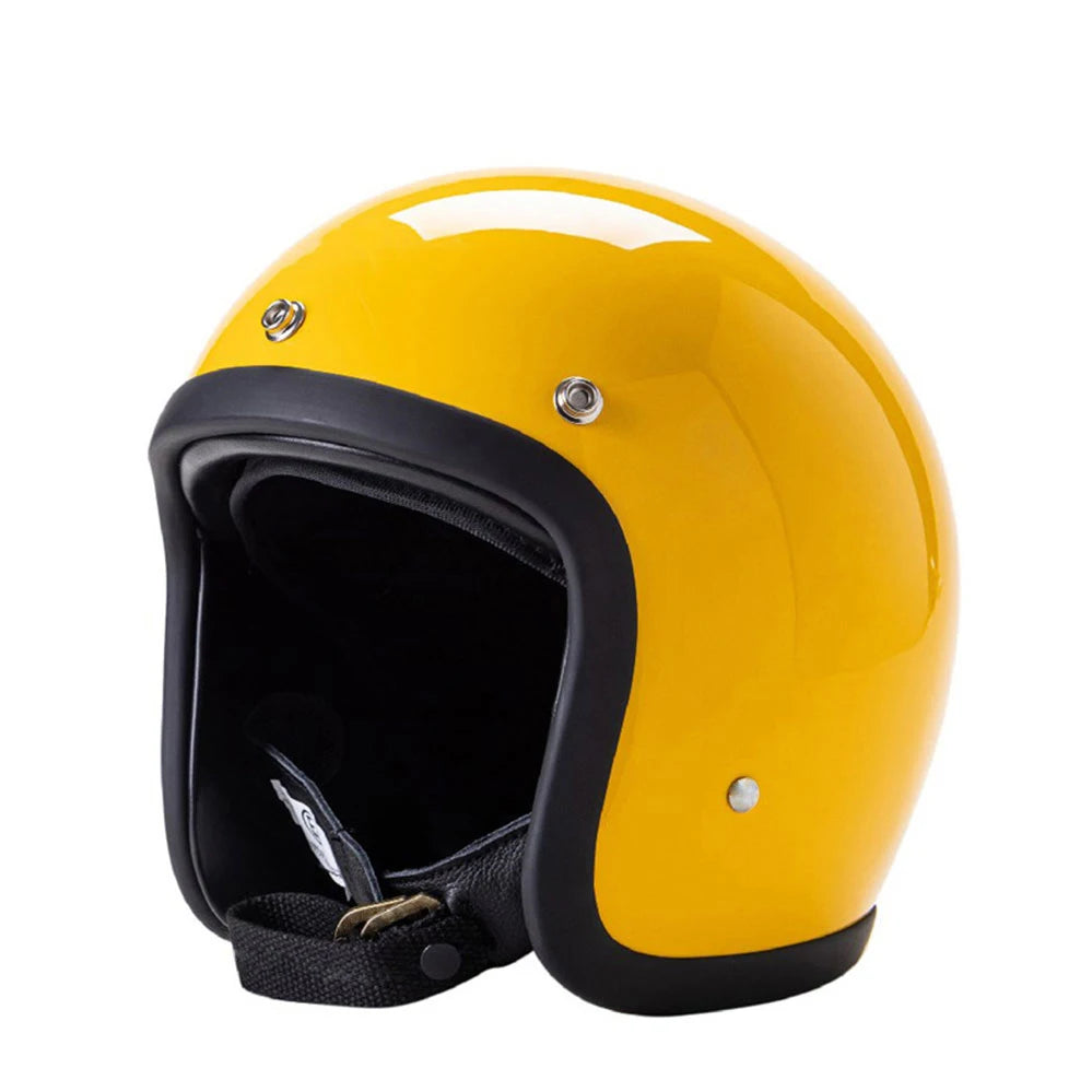 Vintage Japanese Style Open Face Helmet for Caf&eacute; Racers and Scooters yellow / S