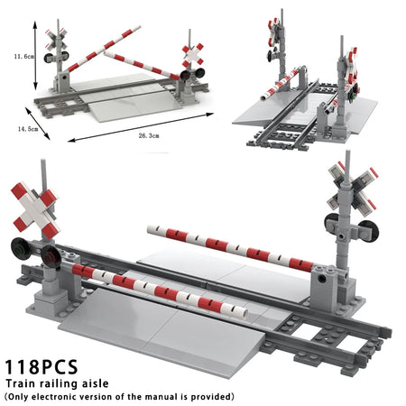 MOC City Train Railing Crossing Bricks &ndash; Lego Compatible With PDF Manual
