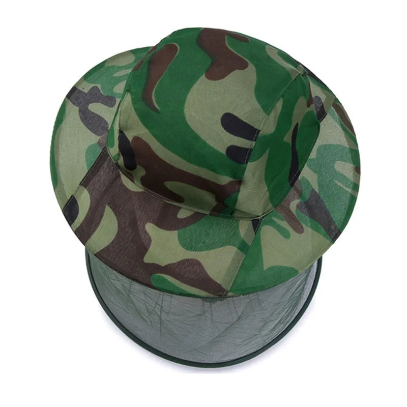 Camouflage Beekeeping Protective Hat &ndash; Mesh Face Shield