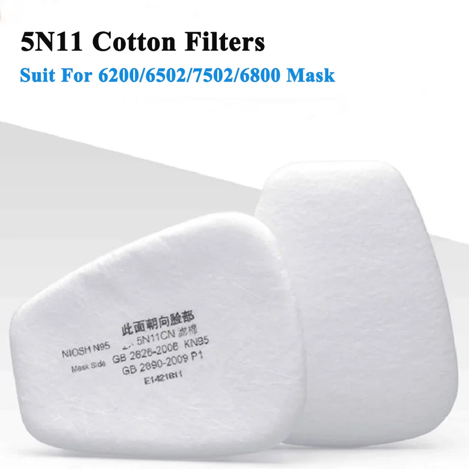 5N11 Cotton Filters for 3M Respirators, 6001, Organic Gas and Vapor Protection