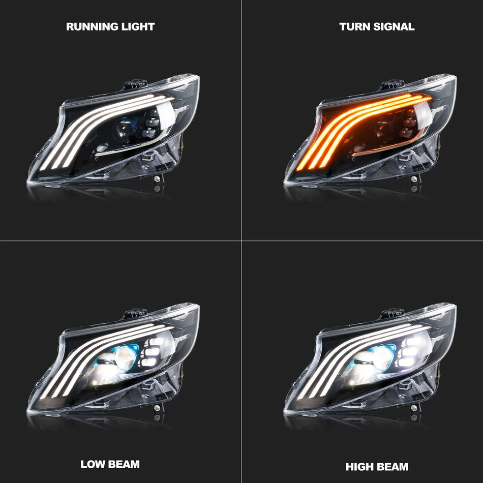 LED фарове за Mercedes Benz Vito Metris с последователен мигач, проектор