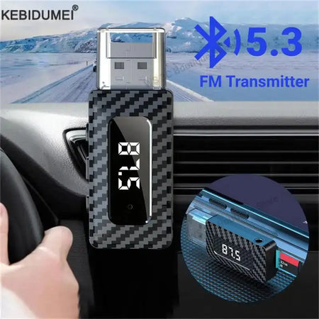 Car Bluetooth 5.3 FM Transmitter USB Wireless Audio Adapter With MIC Hands-Free Calling Music For Car Audio by InterCyprus Trading Ltd