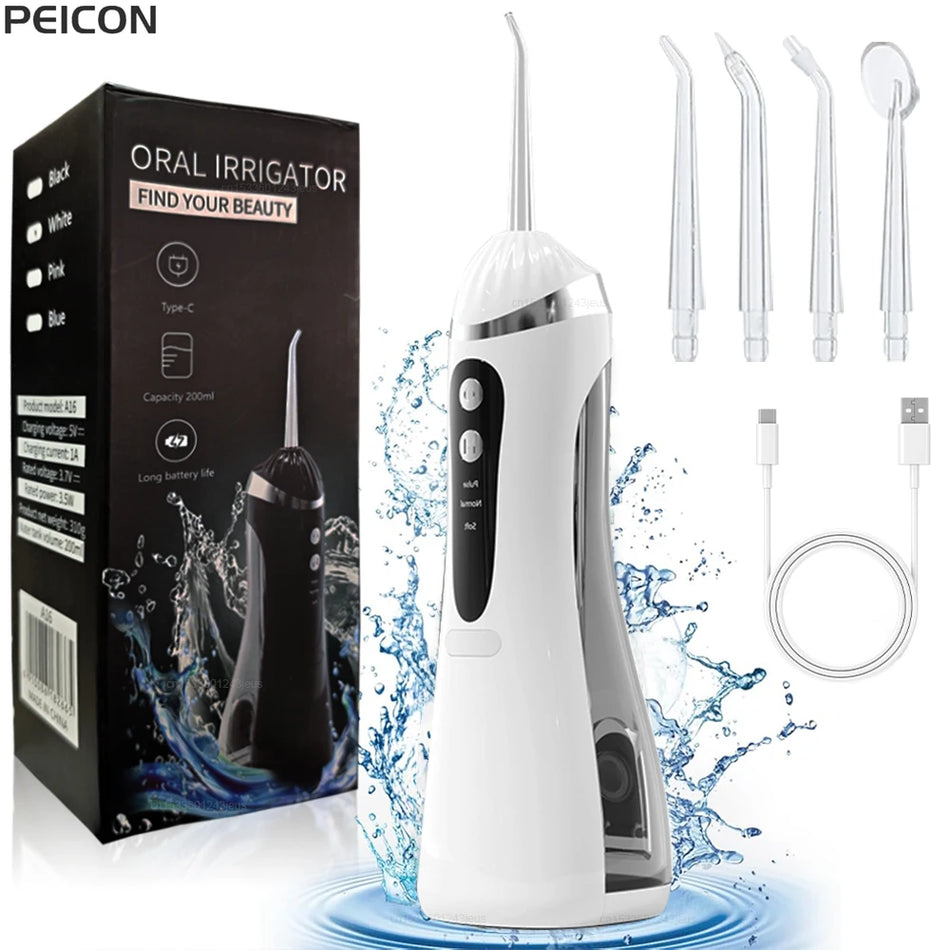 Portable Dental Water Jet and Oral Irrigator for Teeth Cleaning, Rechargeable
