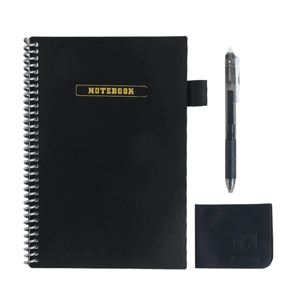 A5 Erasable Notebook Paper Reusable Smart Wirebound Notebook Portable Waterproof Notepad black