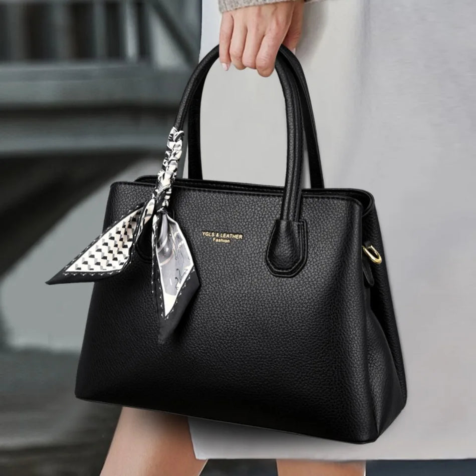 Genuine Leather Messenger Bag For Women, Luxury Tote With Crossbody Strap, Zipper Closure, Interior Pockets