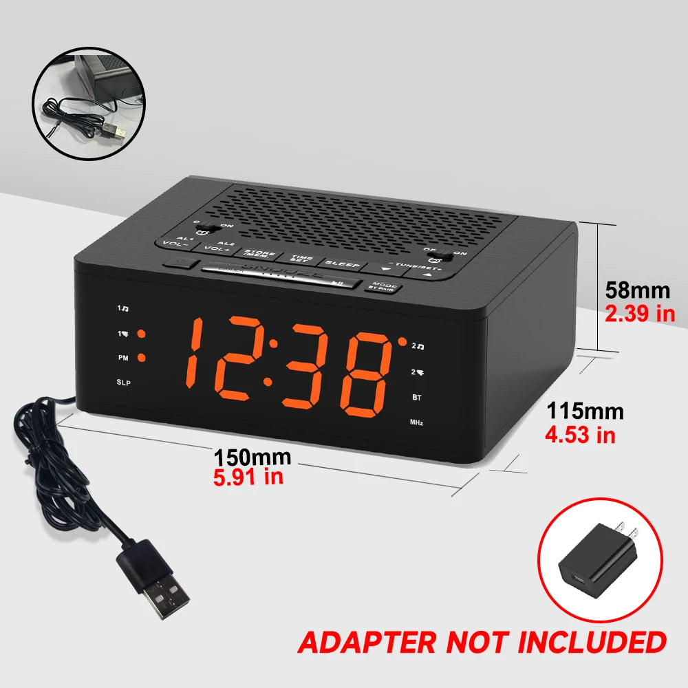 iTOMA Alarm Clock &ndash; Dual Alarm with FM Radio and LED Display