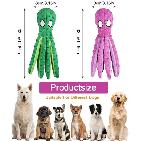 2Pcs Octopus No Stuffing Squeaky Plush Puzzle Dog Toy