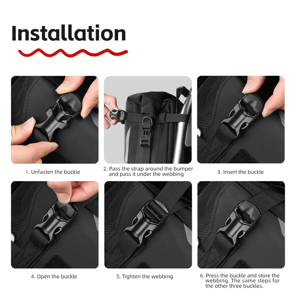 Rhinowalk Motorcycle Bumper Edge Bag 6L Waterproof Motor Crash Bar Bag With Support Board Back Panner Side Bag Molle System by InterCyprus Trading Ltd