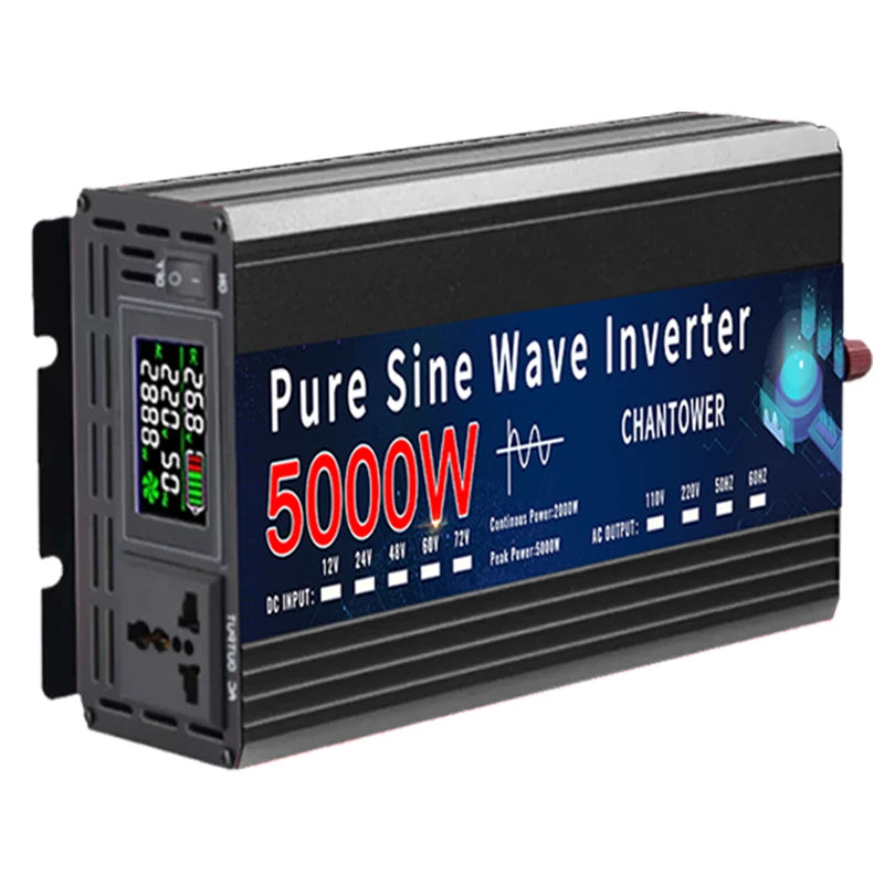 CHANTOWER Pure Sine Wave Inverter - 12V/24V DC to AC, 2000W-5000W