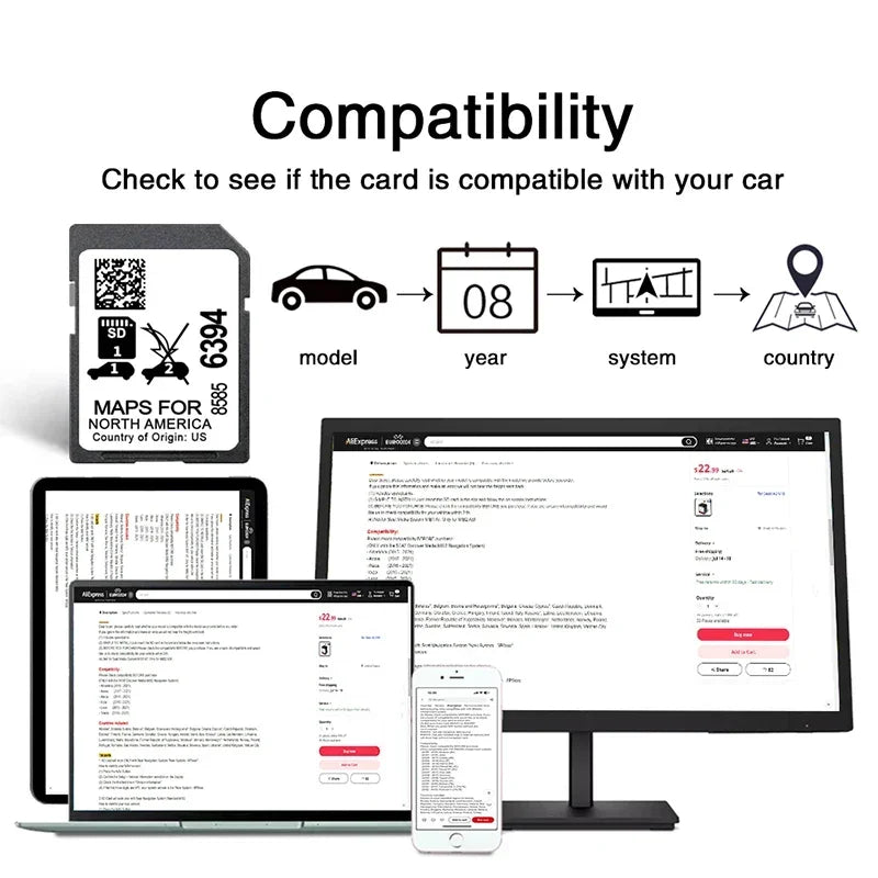 32GB SD Card System 2024 &ndash; High-Speed GPS Navigation Maps for North America