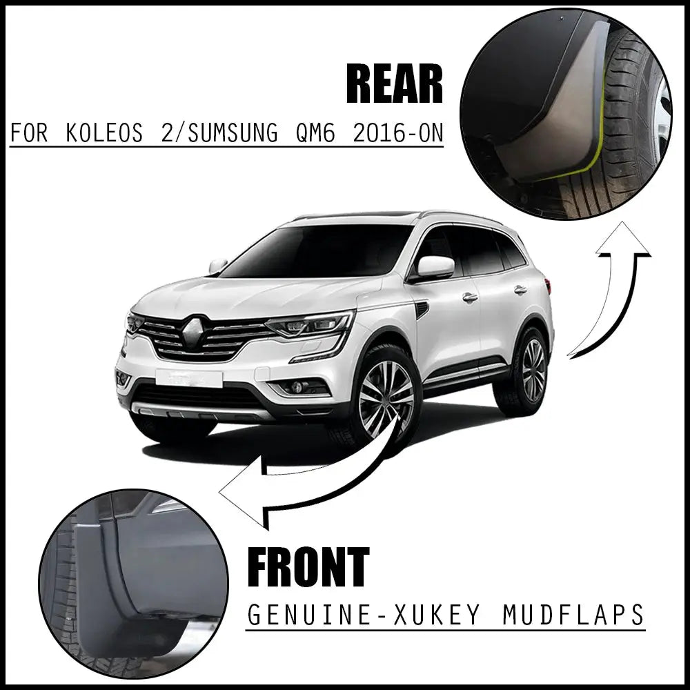 Set Molded Mud Flaps For Renualt Koleos II 2016-on Mudflaps Splash Guards Mud Flap Mudguards Fender Front Rear Sumsung QM6 by InterCyprus Trading Ltd