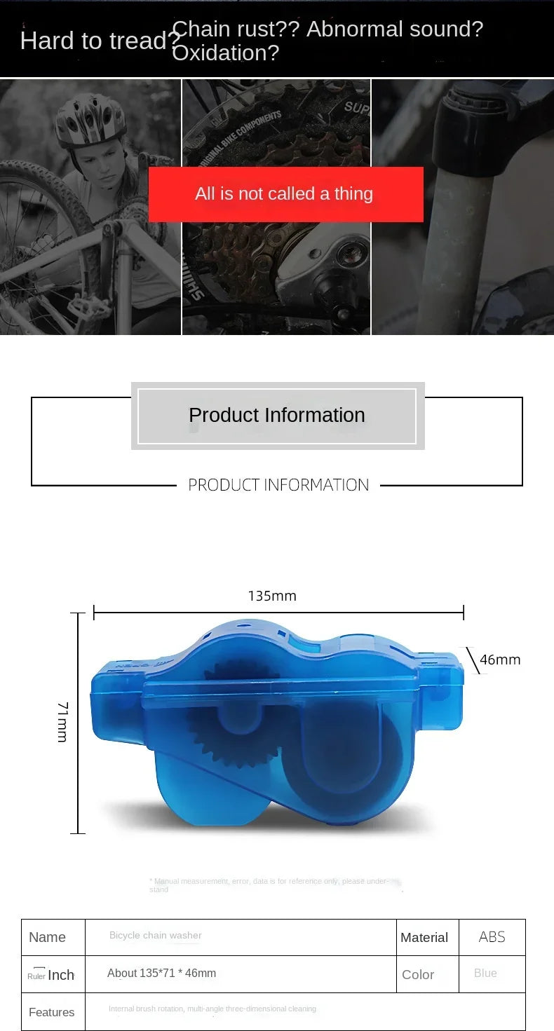 Portable Bicycle Chain Cleaner Kit - Easy Bristle Scrubber