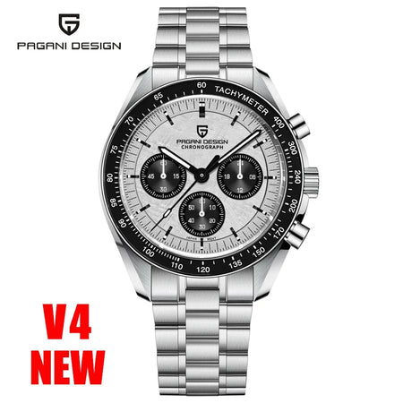 Luxury Men's Quartz Chronograph Watch - PAGANI DESIGN 2025 White V4 / CHINA