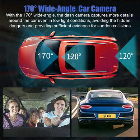 3 Channel Dash Cam Video Recorder &ndash; Triple Lens 24H Parking Monitor