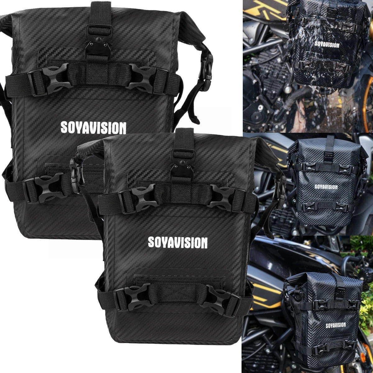 SOYAVISION Motorcycle Bumpers Bag &ndash; Waterproof Tool Storage Solution 2PCS carbon fiber