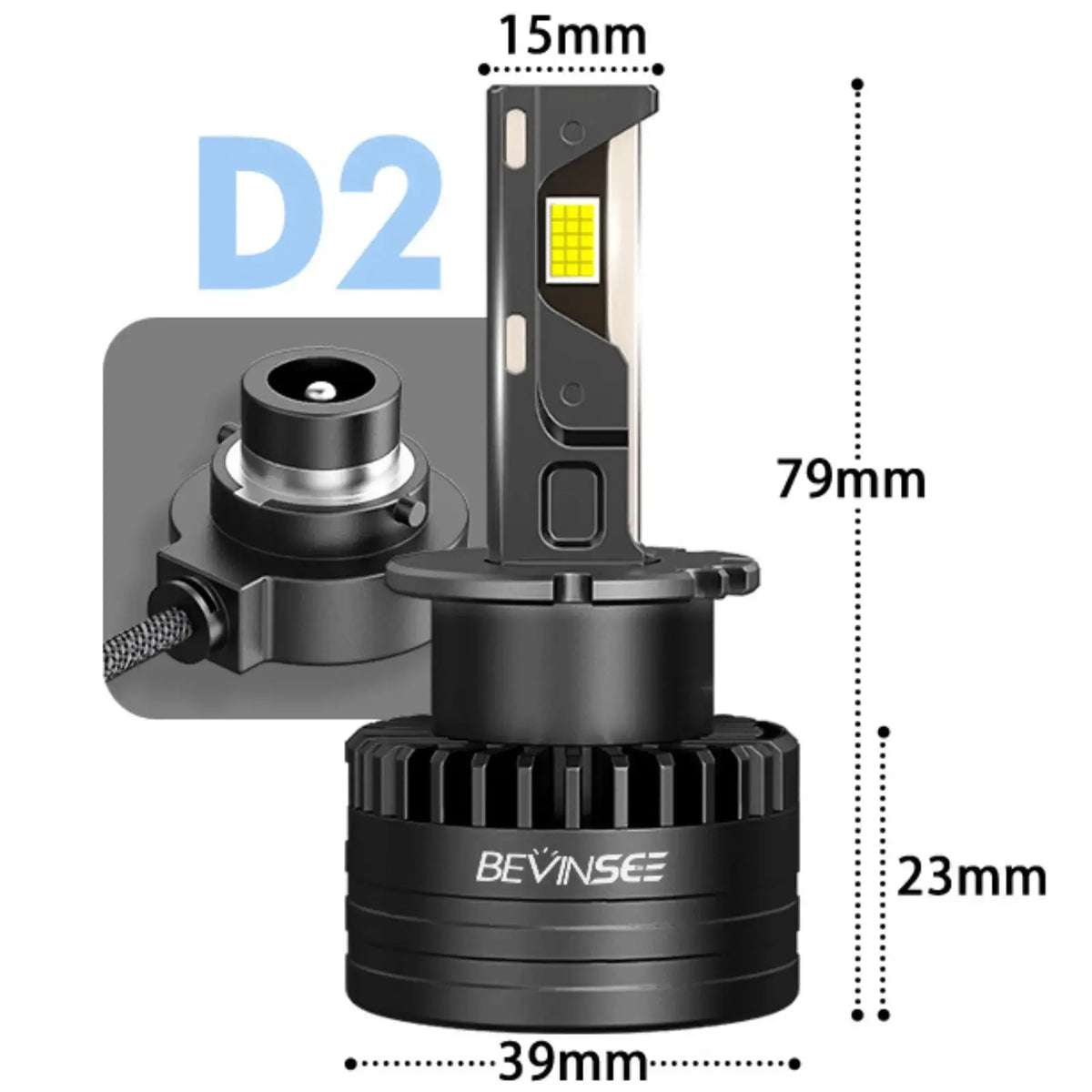 Bevinsee LED Headlight Bulbs D3S D3R Canbus 12V 6000K 8000LM D2S D2R / CHINA