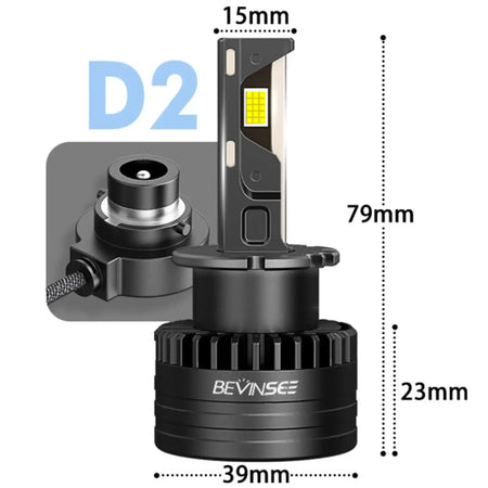 Bevinsee LED Headlight Bulbs D3S D3R Canbus 12V 6000K 8000LM D2S D2R / CHINA