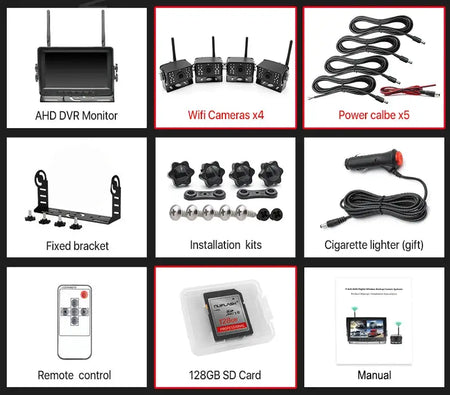 7 Inch HD AHD Car Monitor With 4 Channel DVR Wireless Backup Camera by InterCyprus Trading Ltd