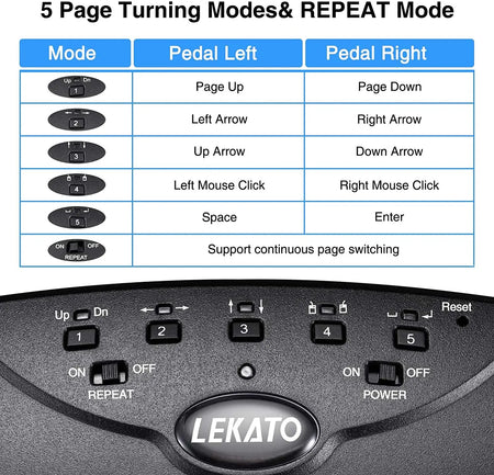 Lekato Bluetooth Page Turner Pedal &ndash; Wireless Rechargeable