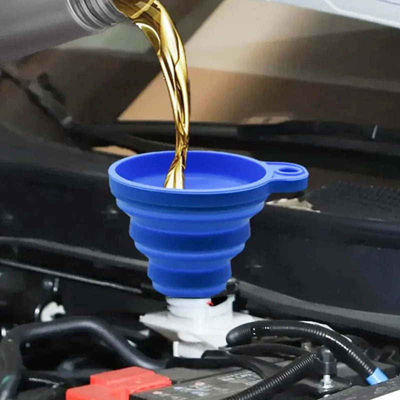 Embudo de Aceite de Silicona Plegable para Coche, Ajuste Universal, Portátil