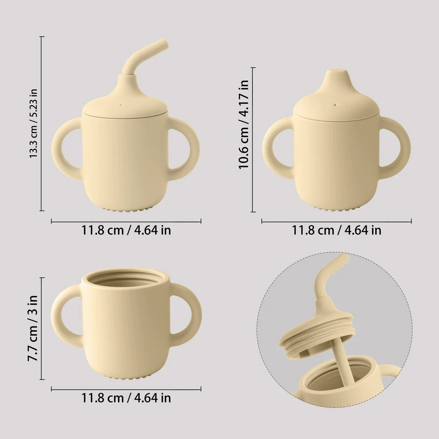 NoEnName_Null Baby Silicone Straw Cup with Two Lids, BPA Free &ndash;